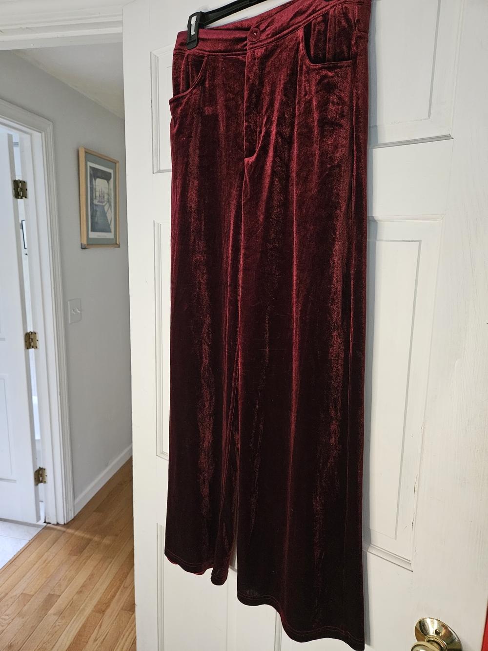 Cupshe Velvet Wide-Leg Trousers in Deep Burgundy#269